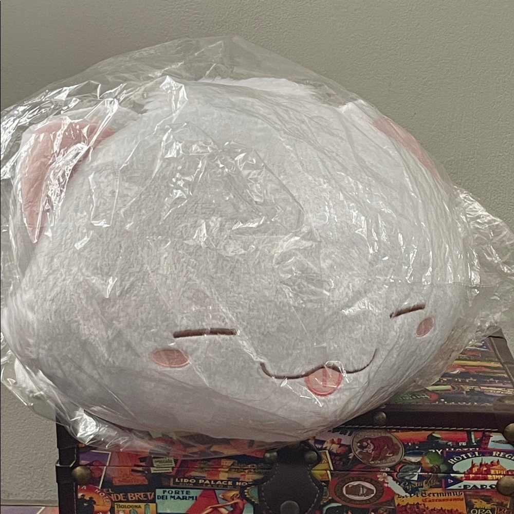Cute White and Pink Plush Pillow